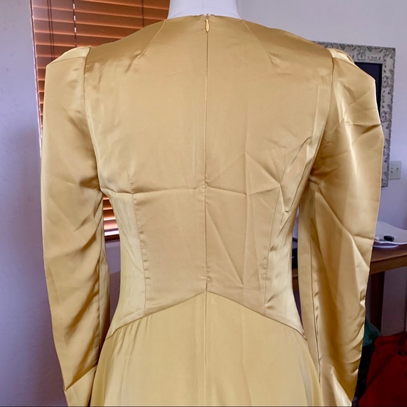 NWOT GORGEOUS mustard yellow satin midi dress - Picture 7 of 7